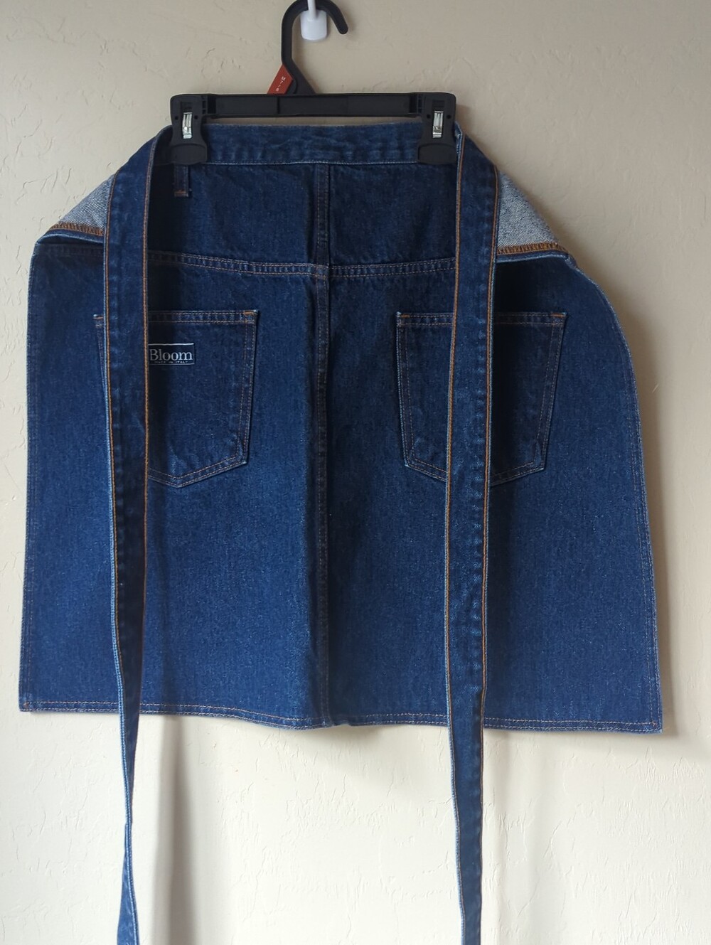 Bloom Denim Apron Skirt Utility Wrap Design Cotton One Sz Blue